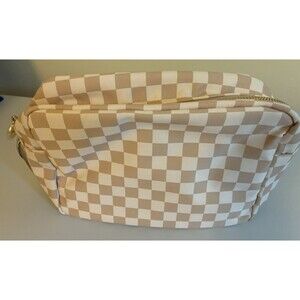Embla make up pouch organizer bag Toiletry checkered zip top NEW